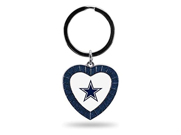 Dallas Cowboys Rhinestone Heart Keychain