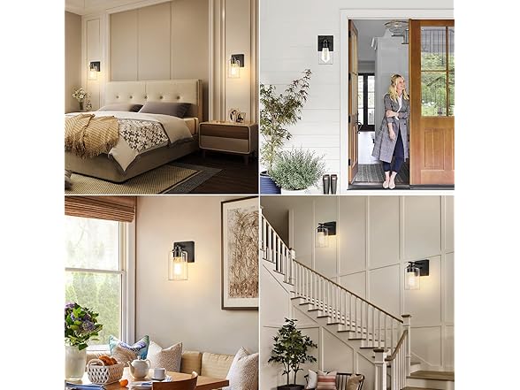 VerRon 2-Pack Wall Sconce, Black