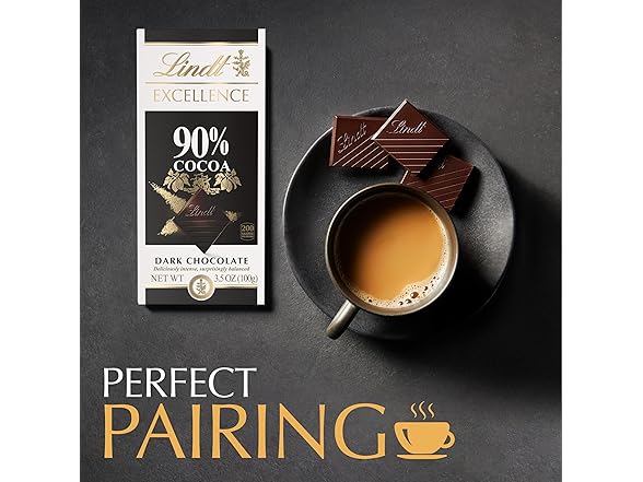 Lindt Excellence 90% Dark Choc Bars 4ct
