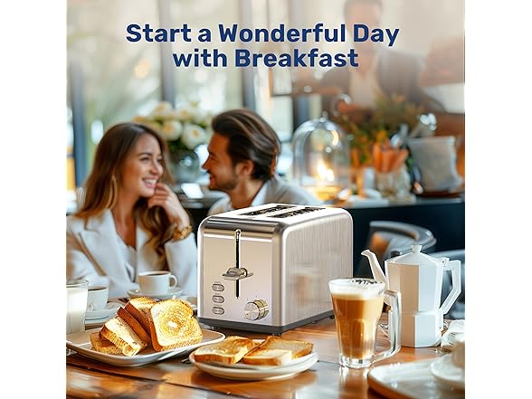 YSSOA 2-Slice Toaster with 6 Browning Setting and 3 Function,