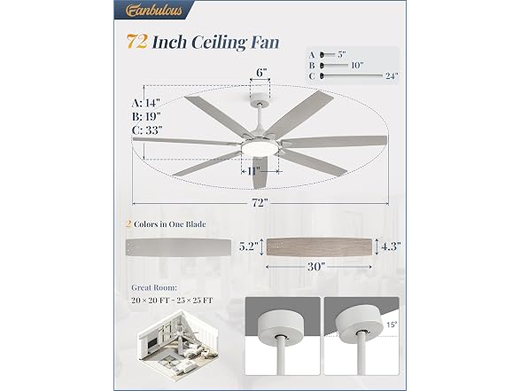 Fanbulous Gray 72" Ceiling Fan with Lights