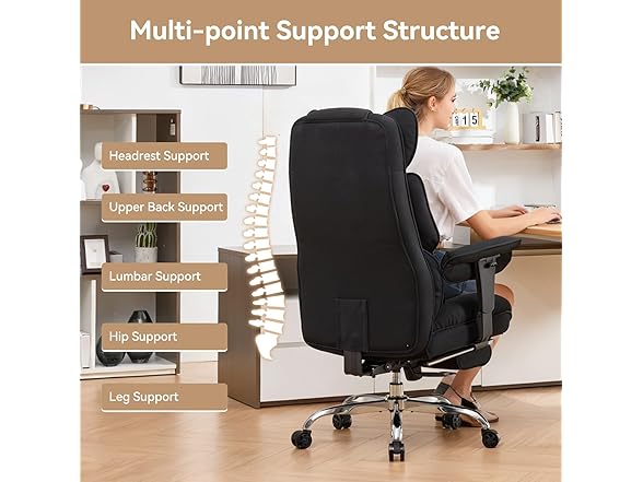 Efomao Big and Tall Office Chair with Footrest