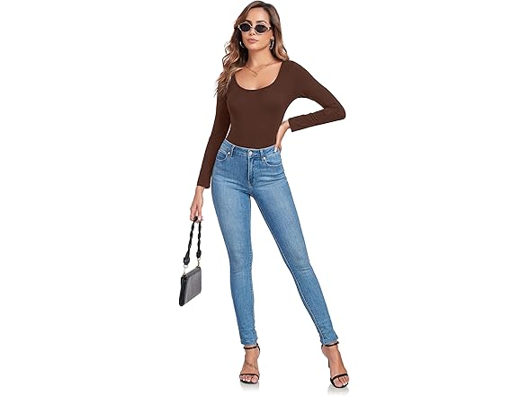 fintaps Women's Crew Neck Bodysuit