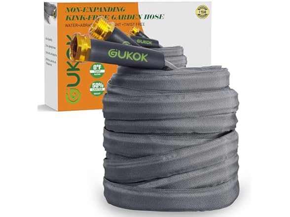GUKOK 50FT Non-Expanding Garden Hose