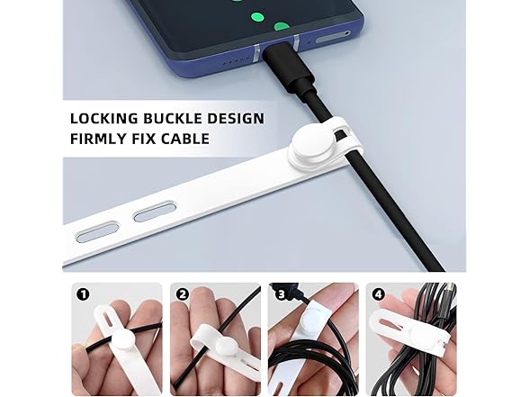 Silicone Cable Ties 12Pcs+Organizer Bag