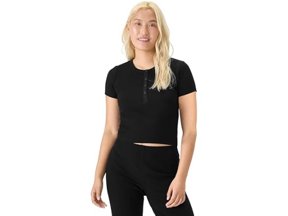 Florence By Mills Women (S) Rib Refresh Crop Shirt
