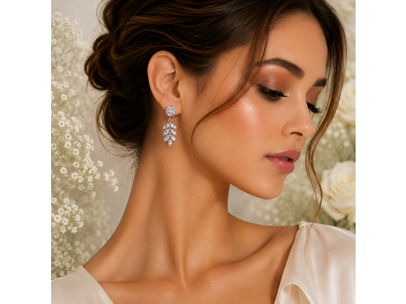 Silver CZ Drop Earrings