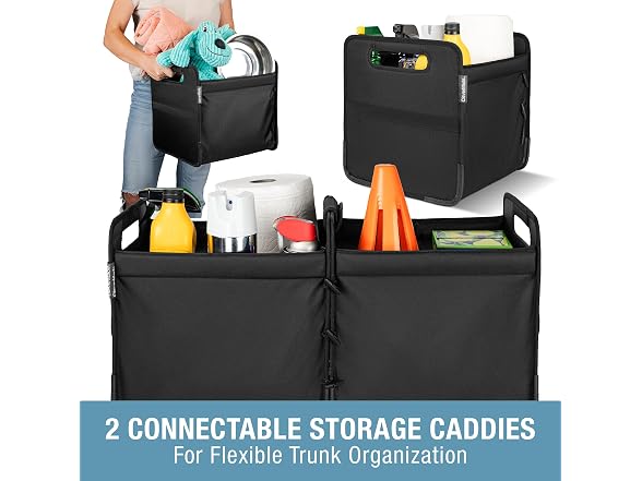 CleverMade Double Trunk Caddy 46L – Collapsible Organizer