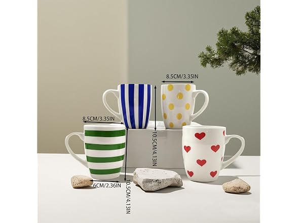 Colorful Ceramic Mug Set of 4 Boho