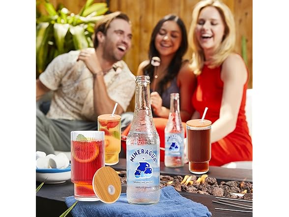 POYDORA 16 OZ Glass Cups with Lids