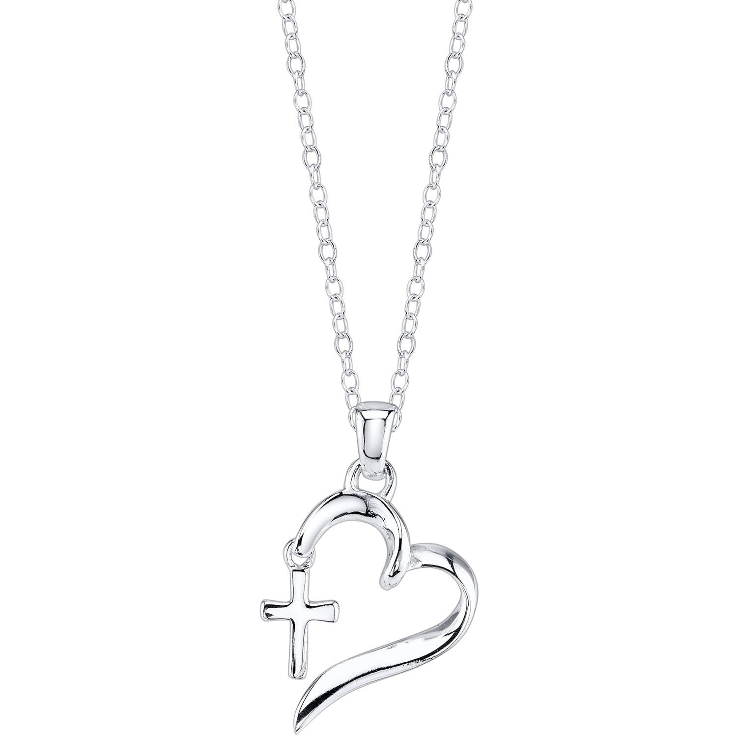 Cross and Heart Pendant Necklace - Gallery 5