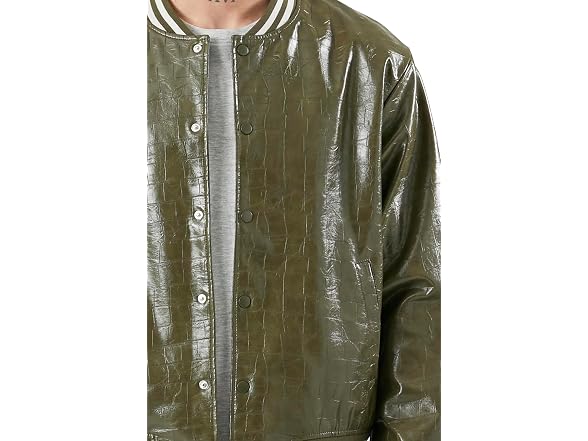 Forever 21 (M) Faux Croc Varsity Bomber Jacket
