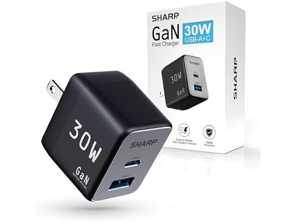 Sharp USB C Charger - 30W, Dual Port