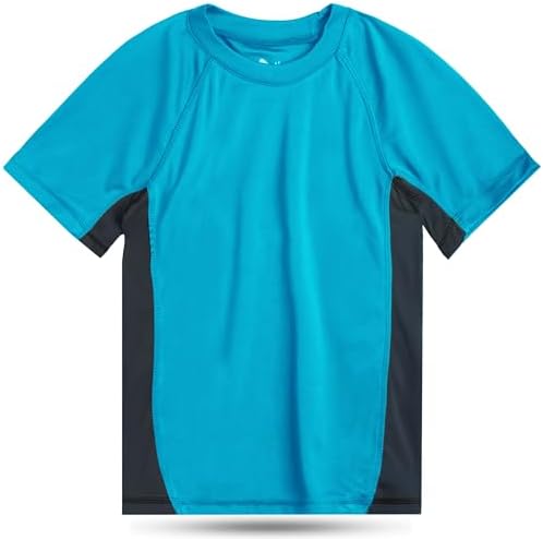 Kanu Surf Boys' Short Sleeve UPF 50+ Rashguard Swim Shirt, CB Aqua, 3T