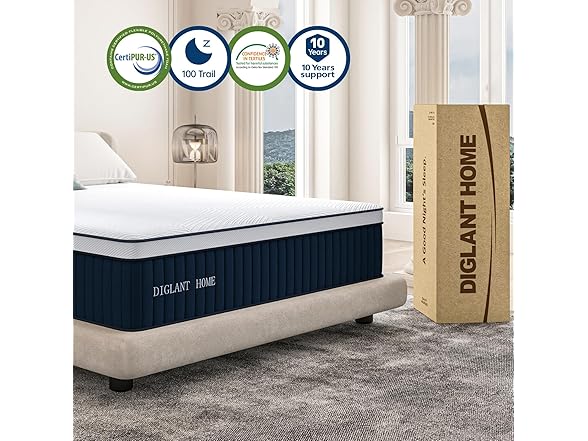 DIGLANT 14" Medium Plush King Mattress
