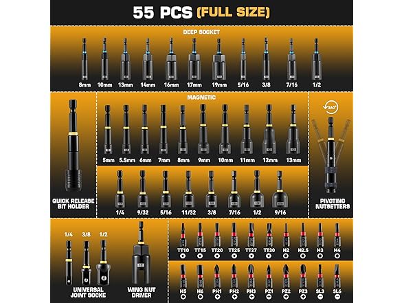 Impact Magnetic Nut Driver Set | 55 Pcs