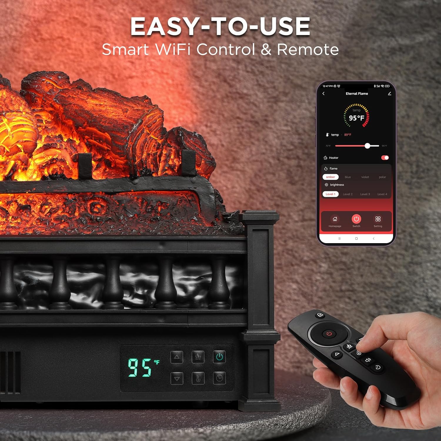 TURBRO Eternal Flame 26" Smart Fireplace - Gallery 11