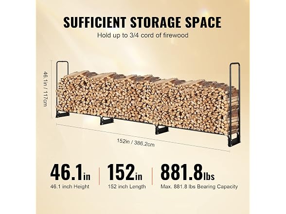 VEVOR Firewood Rack with Waterproof Cover