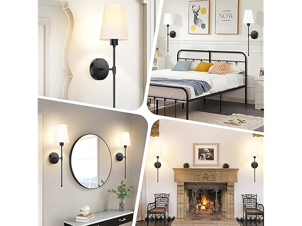 VerRon Battery Operated Wall Sconces Set of 2, Black