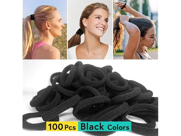 Mary Lavender Seamless Hair Ties Black 100 Count