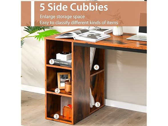 GLOBALWAY Computer Desk with Bookshelf