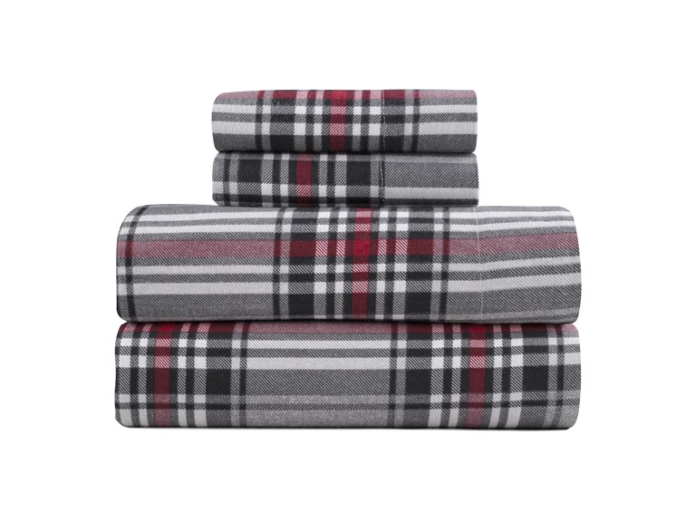 100% Turkish Cotton Plaid Flannel Sheet Set - Gallery 23