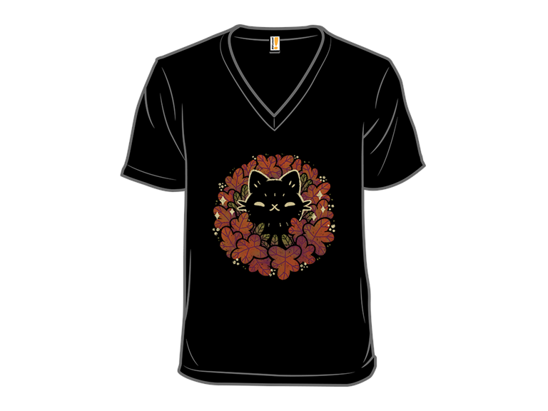 Cute Black Cat in Autumn Wreath