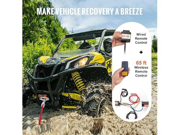 Electric Winch, 12V 4500 lb Load Capacity Nylon