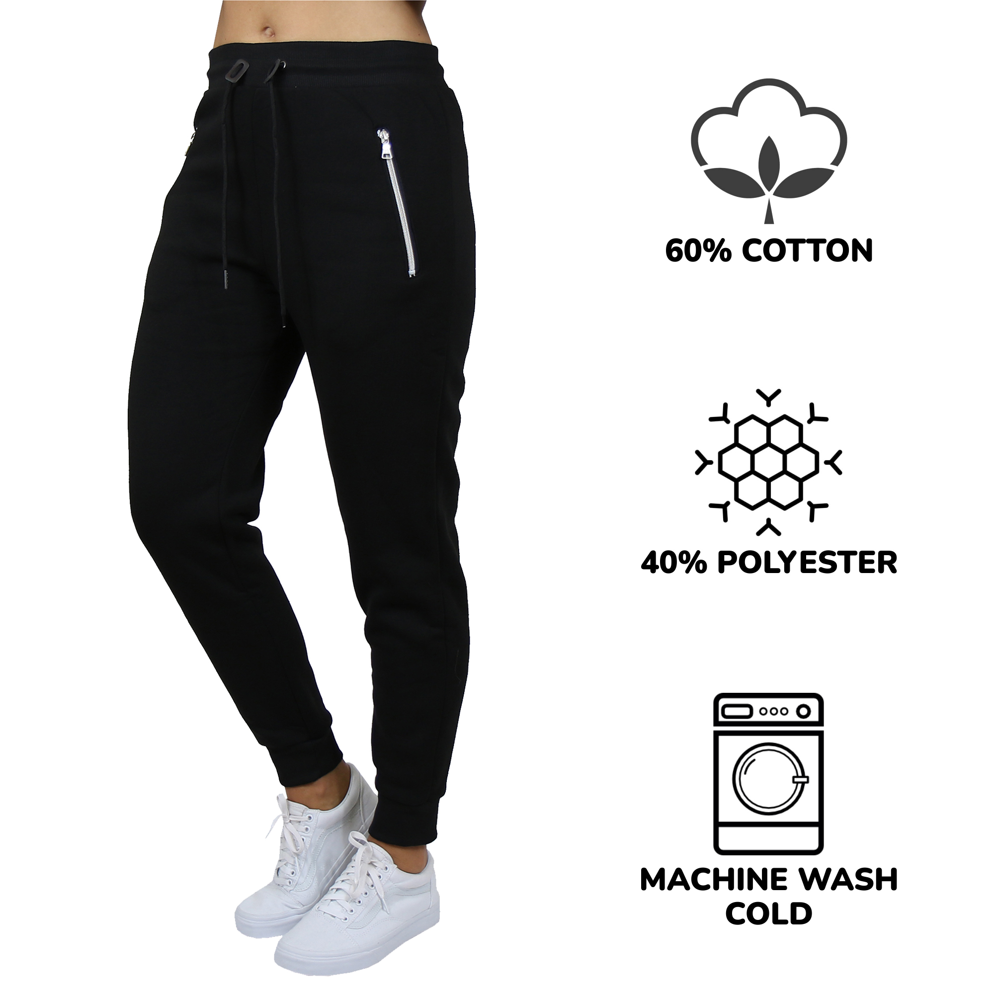 3Pk Asst Womens Loose Fit Fleece Joggers - Gallery 8