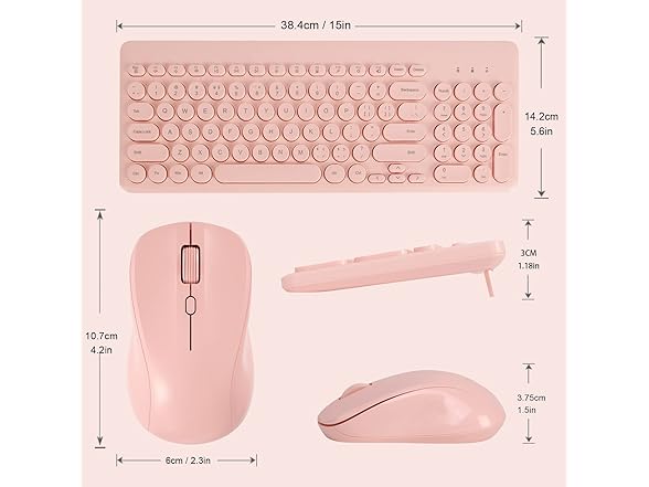 Arcwares Wireless Keyboard & Mouse Combo, Pink