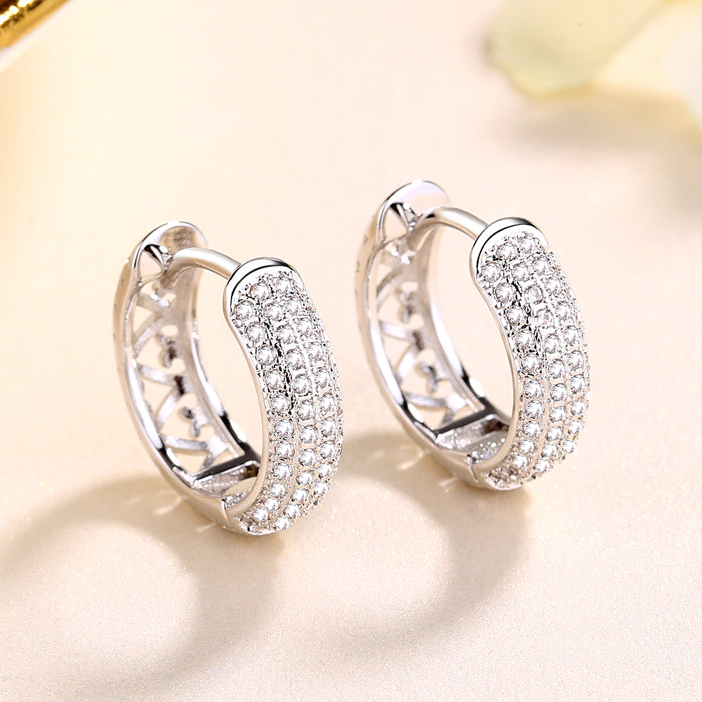 14K Filigree Heart Huggie Earring - Gallery 8