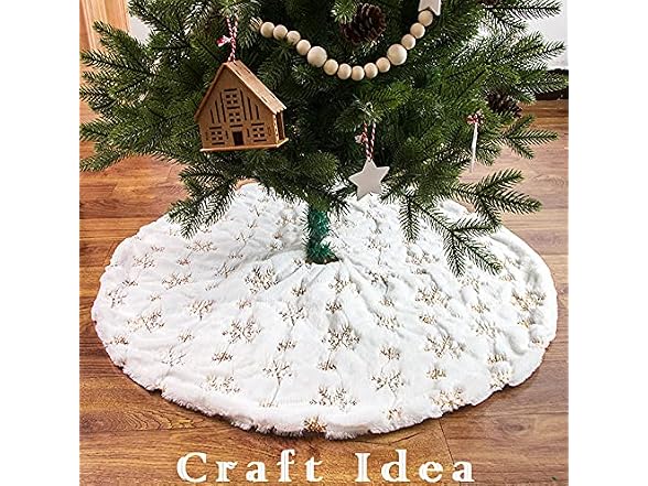 YYCRAFT 1 Yard Faux Fur Fabric with Sequin Snowflake