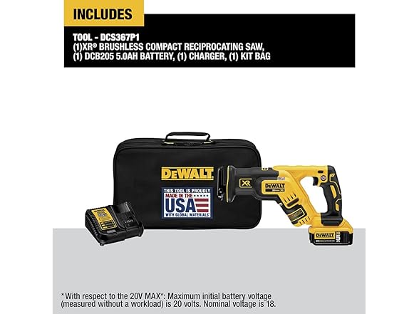 DEWALT DCS367P1 20V MAX XR Comp Recip Saw Kit