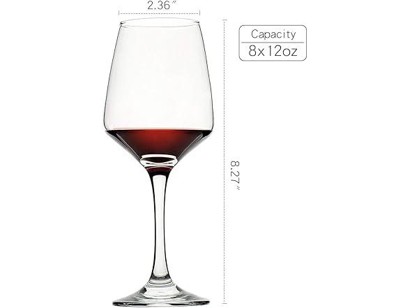 CREST Wine Glasses Set of 8, 12oz