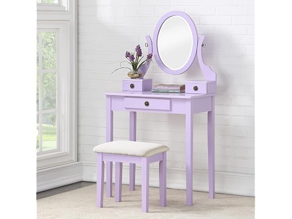 Roundhill Furniture Moniys Wood Moniya Makeup Vanity Table
