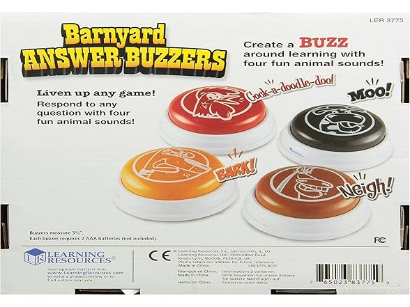 Learning Resources Barnyard Buzzers, Set of 4