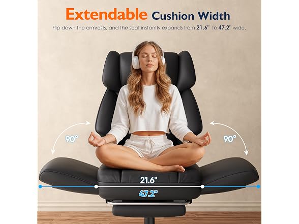 Ergonomic Criss Cross Office Chair with Footrest, Black