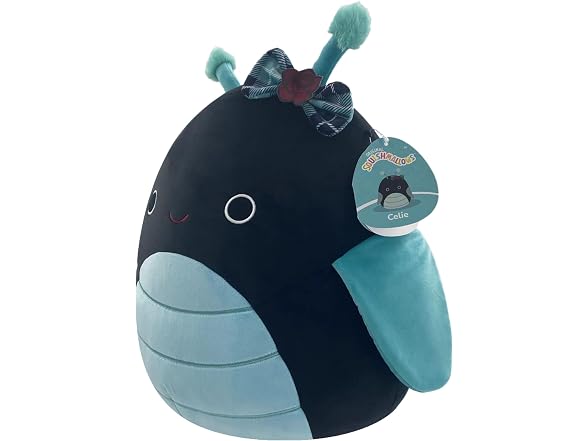 Squishmallows Original 14in Celie The Teal and Black Grasshopper