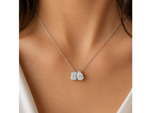 Toi et Moi Double Pendant CZ Necklace