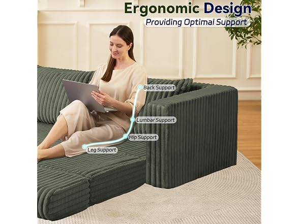 HABUTWAY 78" Green 4-in-1 Boneless Couch