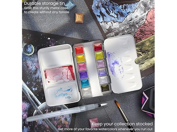 ARTEZA Metallic Watercolor Paint Set