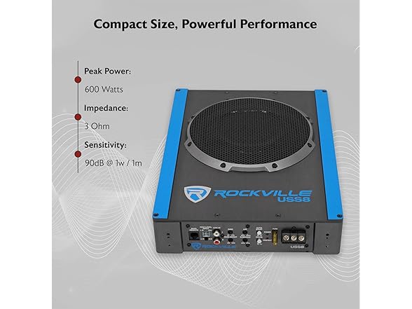 Rockville Rockville USS8 8" 600W Slim Under-Seat Active Ca