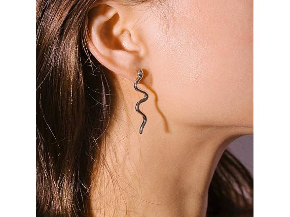 Silver & Gold Snake Dangle Earrings