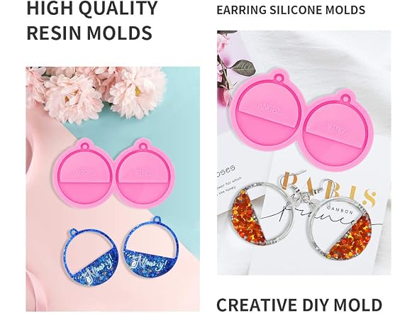 Angel Wings 3Pcs Resin Earring Molds Retro Circle Style