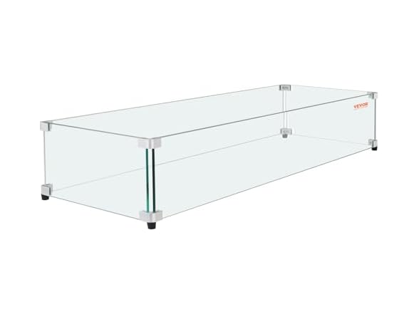 Glass Wind Guard for Rectangular Fire Pit 12.5x