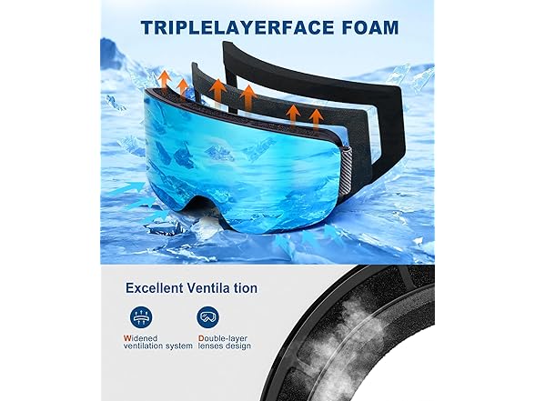 QALLY Ski Goggles with 100% UV Protection