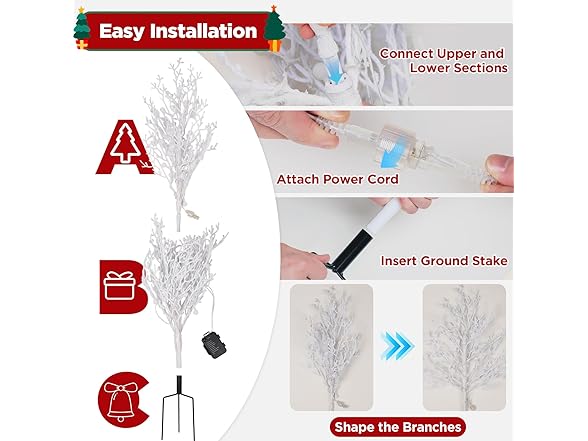 Brightever Small White Christmas Tree with Lights