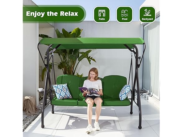ZZW Patio Swing with Canopy 3 Seat
