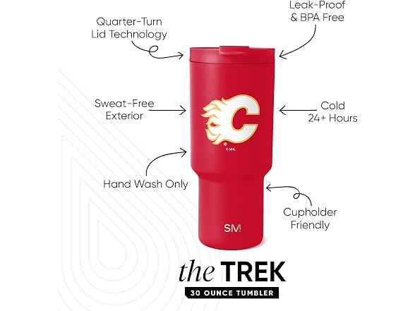 Simple Modern Calgary Flames Tumbler  30oz 