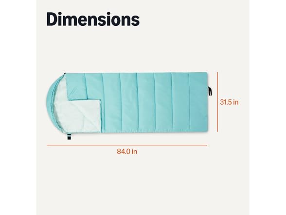 Amazon Basics Sleeping Bag, 50 Degree F, Aqua